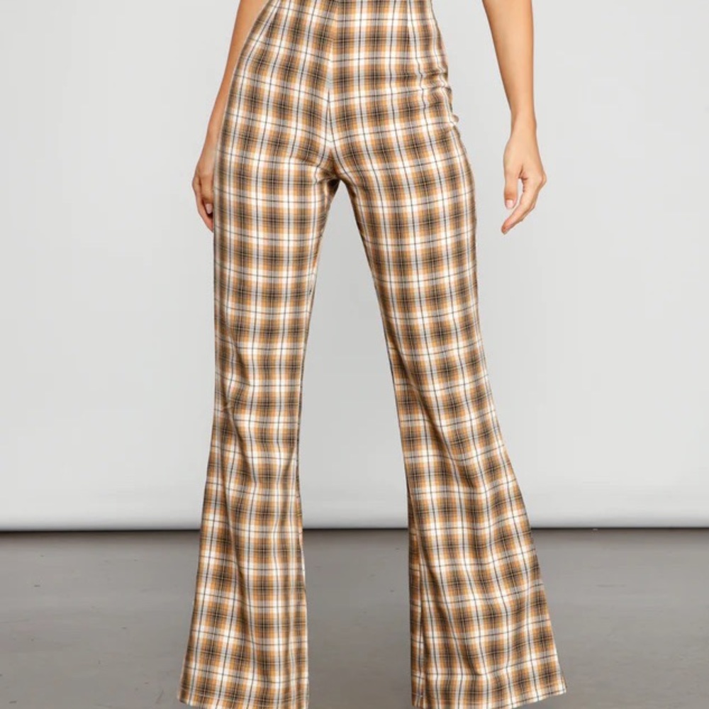 Windsor Bring the Flare Plaid Pants